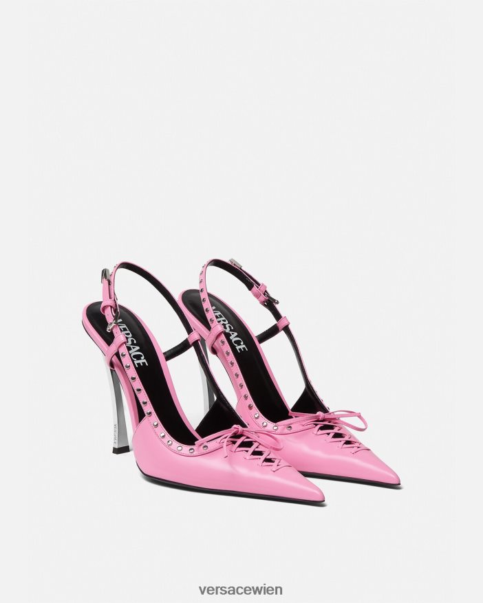 Rosa Spitze Slingback-Pumps mit Schnürung Versace Frauen Schuh 8N4XJD389