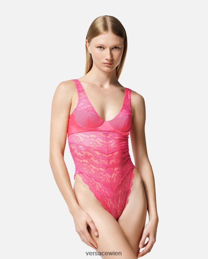 Rosa Spitzen-Body Versace Frauen Unterwäsche und Strandbekleidung 8N4XJD1079