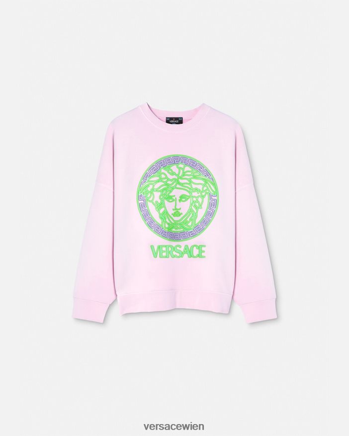 Rosa Sweatshirt im Used-Look mit Medusa-Logo Versace Frauen Kleidung 8N4XJD132