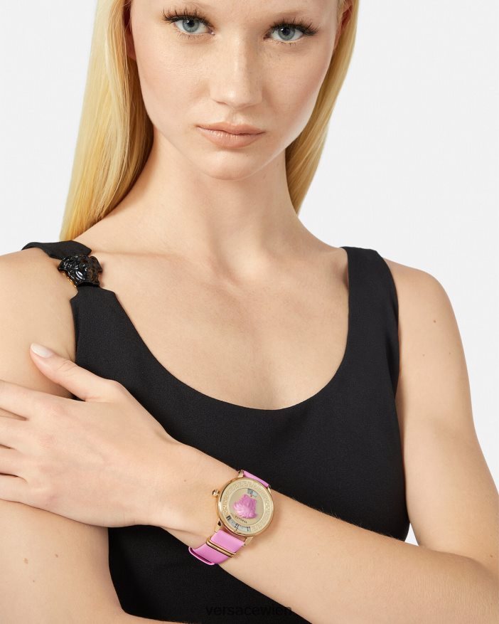 Rosa Uhr mit Medusa-Symbol Versace Frauen Zubehör 8N4XJD983