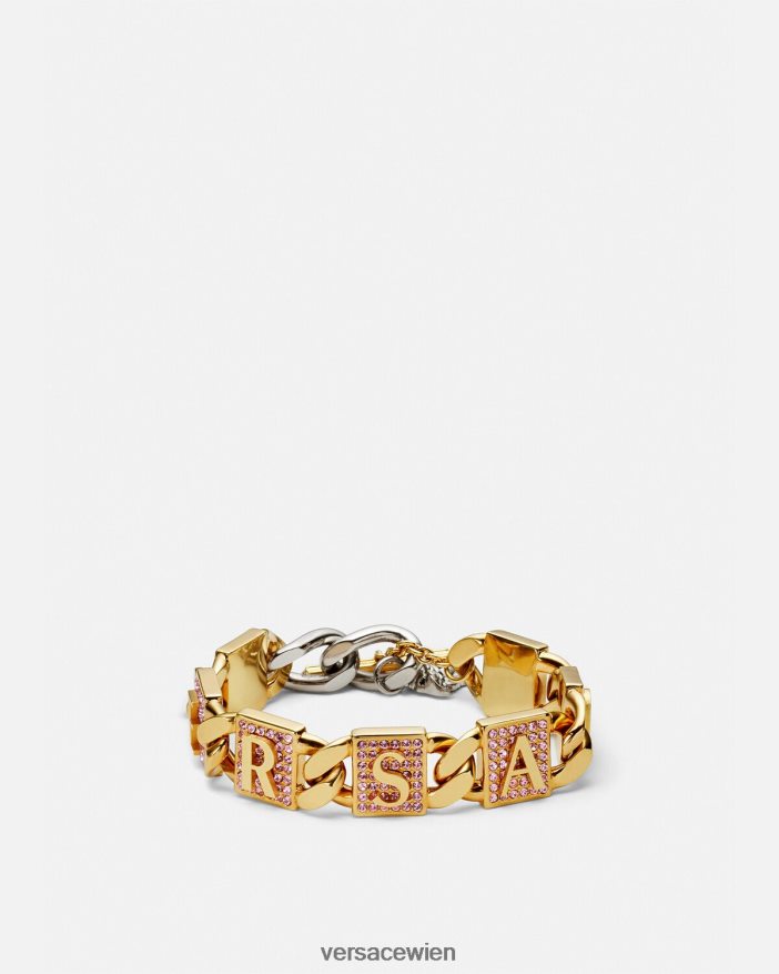 Rosa und Gold Armband mit Kristallfliesen Versace Frauen Zubehör 8N4XJD738