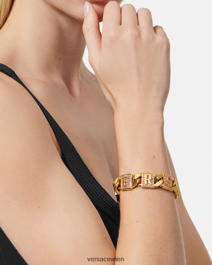 Rosa und Gold Armband mit Kristallfliesen Versace Frauen Zubehör 8N4XJD738