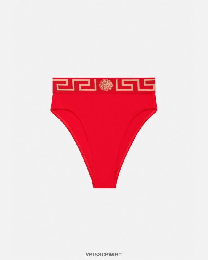 Rot Bikinihöschen mit hoher Taille und Greca-Bordüre Versace Frauen Unterwäsche und Strandbekleidung 8N4XJD1154