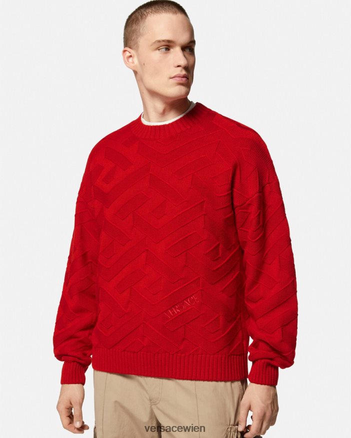 Rot La Greca-Strickpullover Versace Männer Kleidung 8N4XJD1342