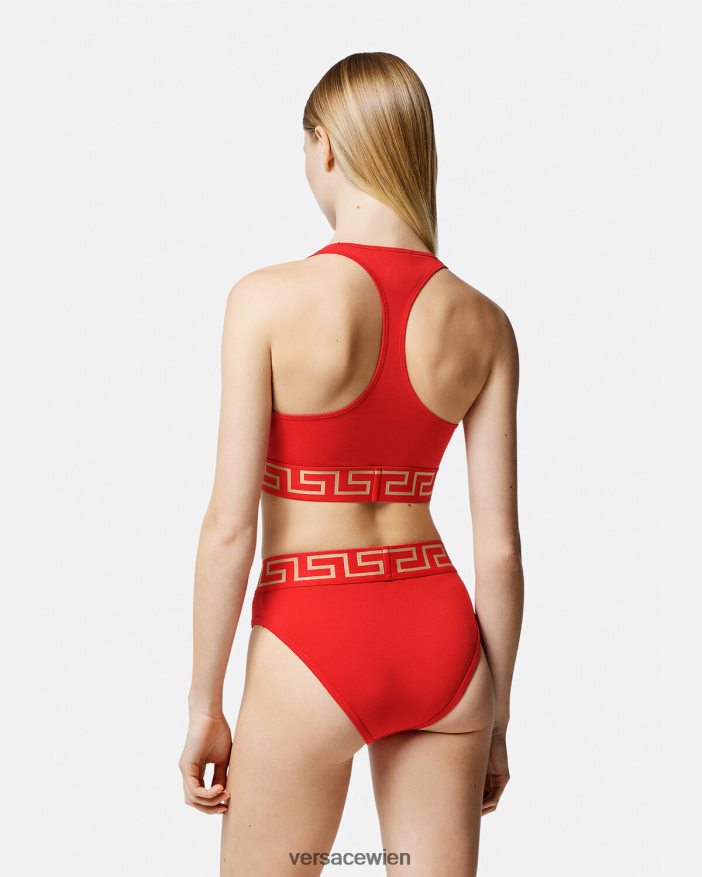 Rot Sport-BH mit Greca-Bordüre Versace Frauen Unterwäsche und Strandbekleidung 8N4XJD1037