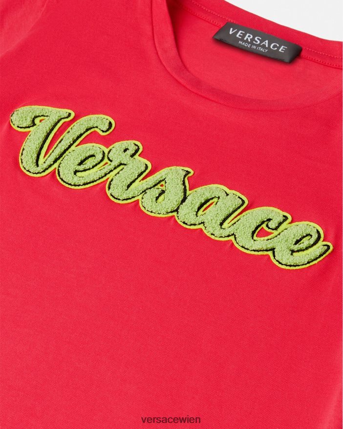 Rot T-Shirt mit Uni-Logo Versace Kinder Kleidung 8N4XJD2133