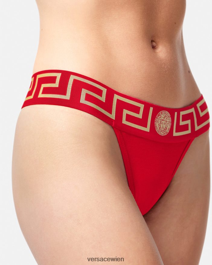 Rot Tanga mit Greca-Bordüre Versace Frauen Unterwäsche und Strandbekleidung 8N4XJD1050