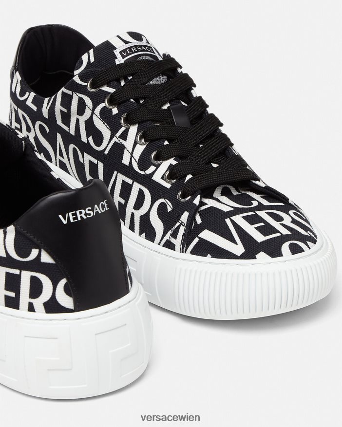 Schwarz  Druck Allover-Greca-Turnschuhe Versace Männer Schuh 8N4XJD1550