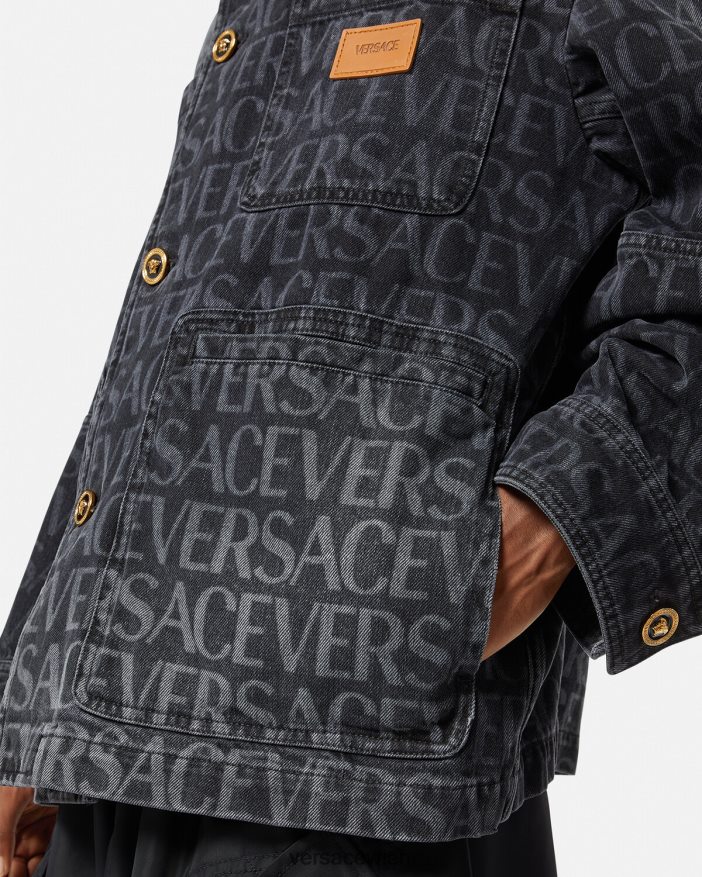 Schwarz  Druck Allover-Jeansjacke Versace Männer Kleidung 8N4XJD1224