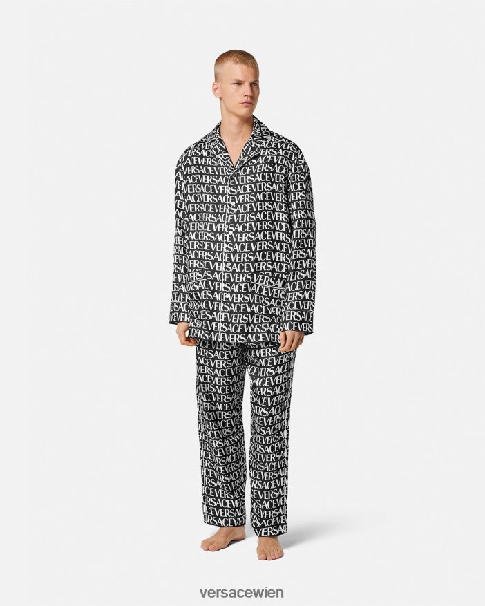 Schwarz  Druck Allover-Pyjamahose Versace Männer Unterwäsche und Strandbekleidung 8N4XJD1738