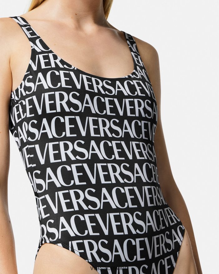 Schwarz  Druck Einteiliger Badeanzug mit Logo Versace Frauen Unterwäsche und Strandbekleidung 8N4XJD1137