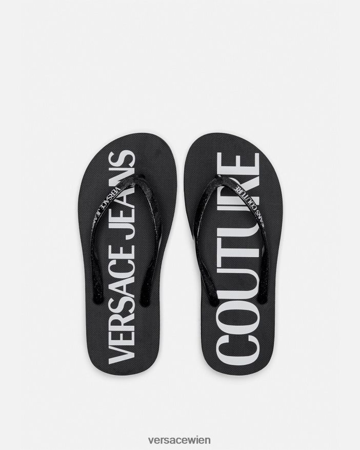 Schwarz  Druck Flip-Flops mit Logo Versace Frauen Schuh 8N4XJD2286