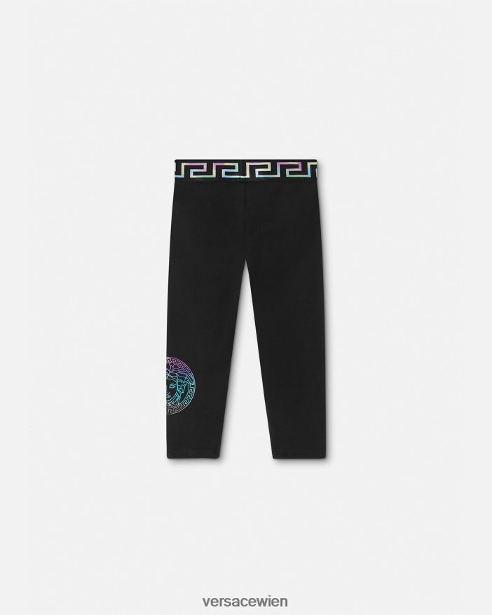 Schwarz  Druck Greca-Medusa-Baby-Leggings Versace Kinder Kleidung 8N4XJD1851