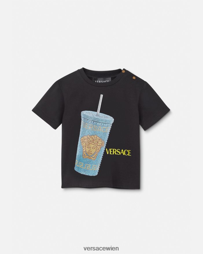 Schwarz  Druck Reisebecher-Baby-T-Shirt Versace Kinder Kleidung 8N4XJD1925