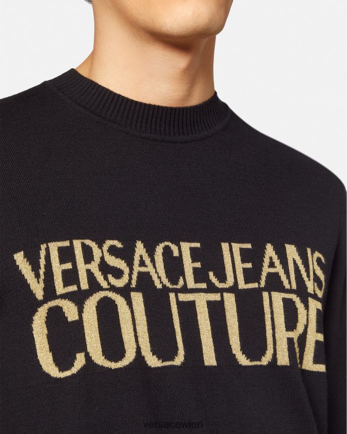 Schwarz  Druck Strickpullover mit Logo Versace Männer Kleidung 8N4XJD2421