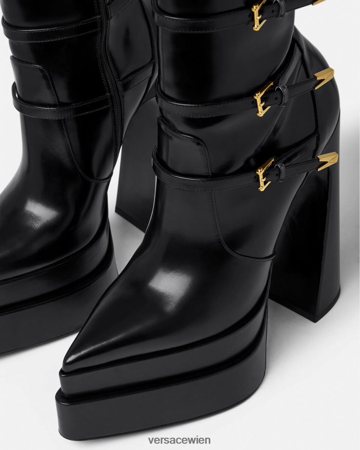 Schwarz Aevitas spitze Plateaustiefel Versace Frauen Schuh 8N4XJD418