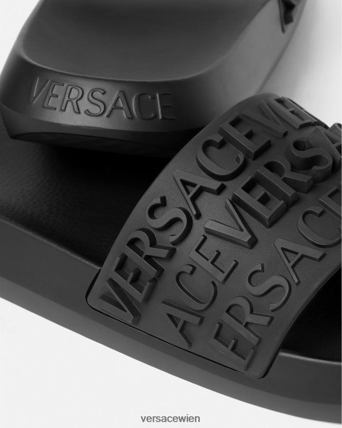 Schwarz Allover-Slides Versace Männer Schuh 8N4XJD1593