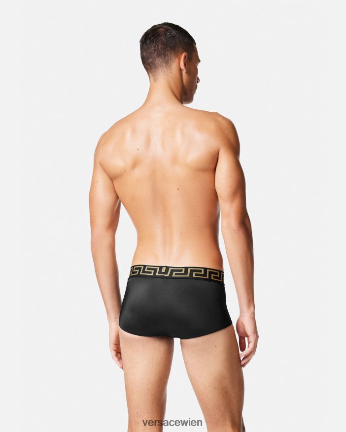 Schwarz Badehose mit Greca-Bordüre Versace Männer Unterwäsche und Strandbekleidung 8N4XJD1807