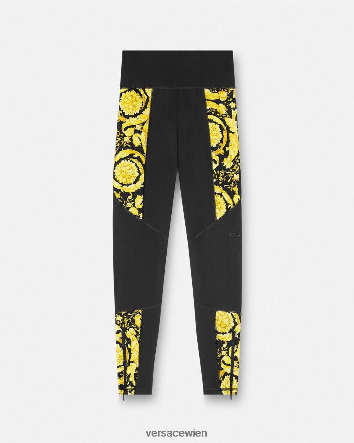 Schwarz Barocco-Fitness-Leggings Versace Frauen Kleidung 8N4XJD233