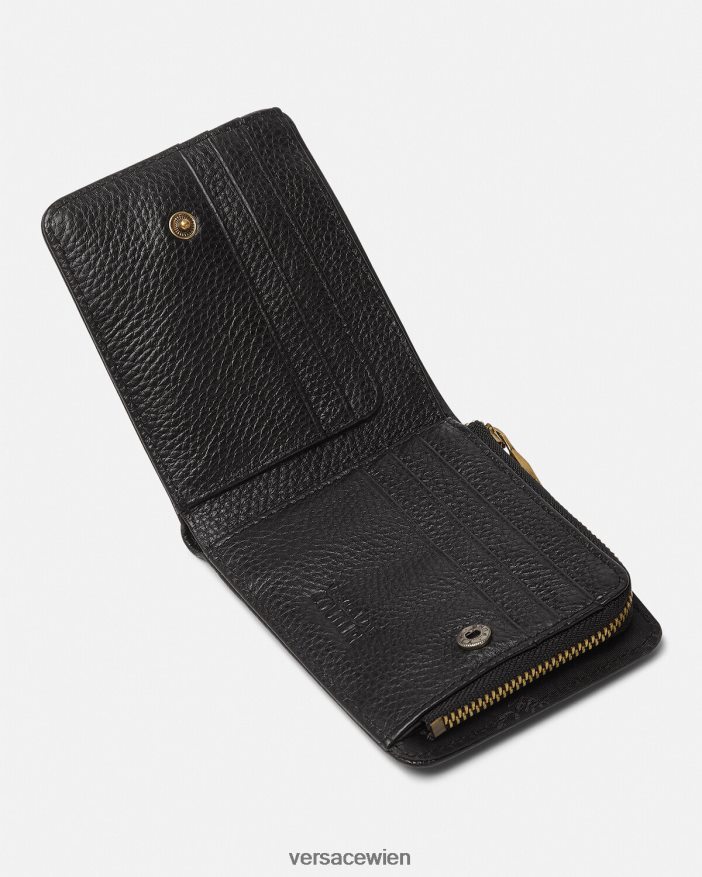 Schwarz Bifold-Geldbörse mit Logo-Druckknopf Versace Männer Zubehör 8N4XJD2474