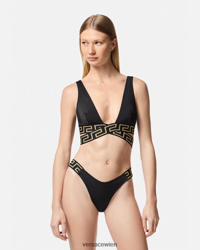 Schwarz Bikinihose mit Greca-Bordüre Versace Frauen Unterwäsche und Strandbekleidung 8N4XJD1157