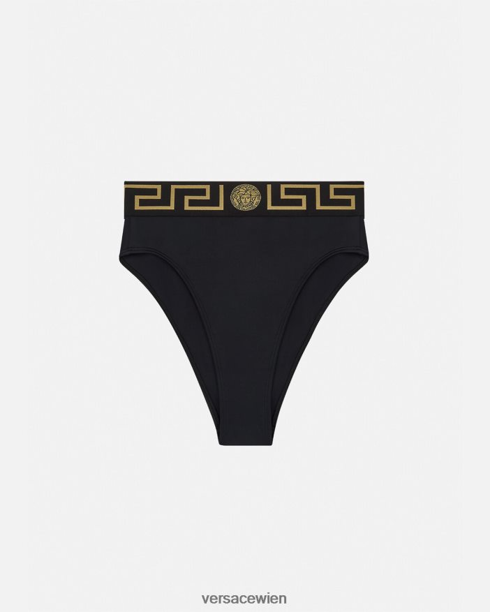 Schwarz Bikinihöschen mit hoher Taille und Greca-Bordüre Versace Frauen Unterwäsche und Strandbekleidung 8N4XJD1153