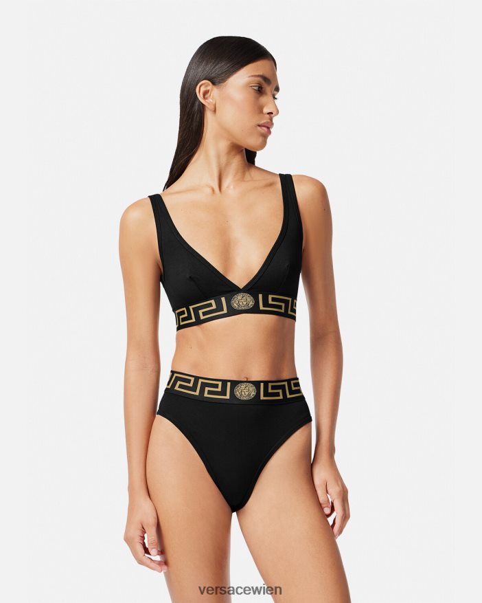 Schwarz Bralette mit Greca-Bordüre Versace Frauen Unterwäsche und Strandbekleidung 8N4XJD1043