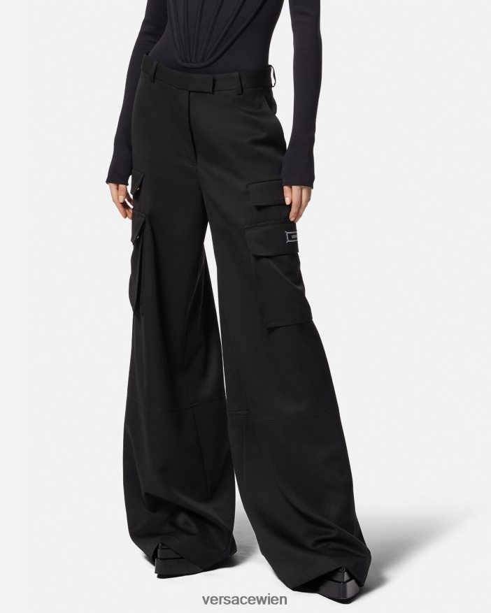 Schwarz Cargohose mit Logo Versace Frauen Kleidung 8N4XJD201