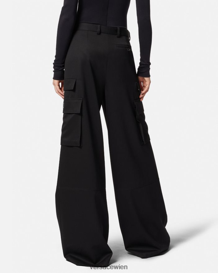 Schwarz Cargohose mit Logo Versace Frauen Kleidung 8N4XJD201