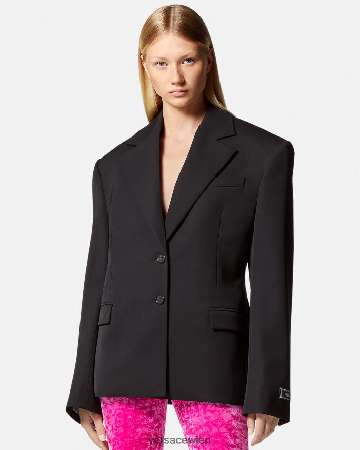 Schwarz Einreihiger Blazer Versace Frauen Kleidung 8N4XJD112