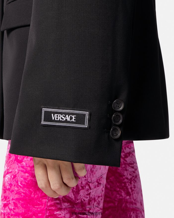 Schwarz Einreihiger Blazer Versace Frauen Kleidung 8N4XJD112