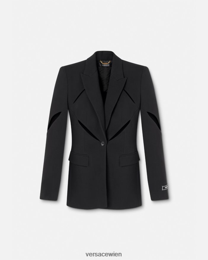 Schwarz Einreihiger Blazer mit Schlitz Versace Frauen Kleidung 8N4XJD111