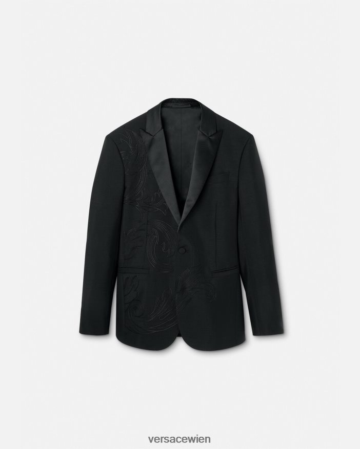 Schwarz Formeller Blazer mit Barocco-Stickerei Versace Männer Kleidung 8N4XJD1262