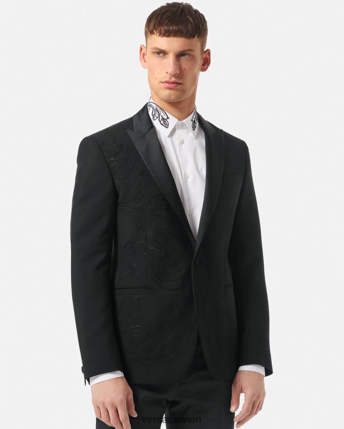 Schwarz Formeller Blazer mit Barocco-Stickerei Versace Männer Kleidung 8N4XJD1262