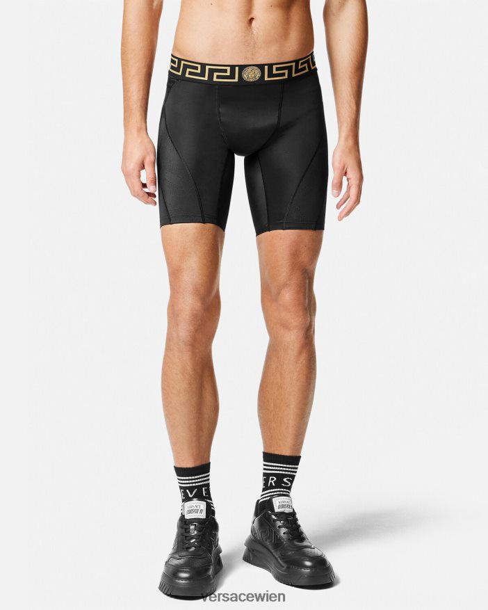 Schwarz Greca-Fahrradshorts Versace Männer Kleidung 8N4XJD1456