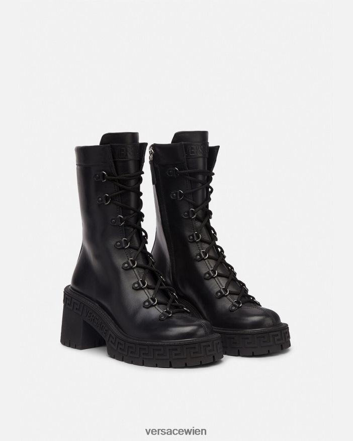 Schwarz Greca-Plateau-Kampfstiefel Versace Frauen Schuh 8N4XJD480