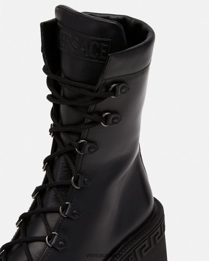 Schwarz Greca-Plateau-Kampfstiefel Versace Frauen Schuh 8N4XJD480