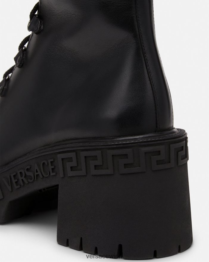 Schwarz Greca-Plateau-Kampfstiefel Versace Frauen Schuh 8N4XJD480