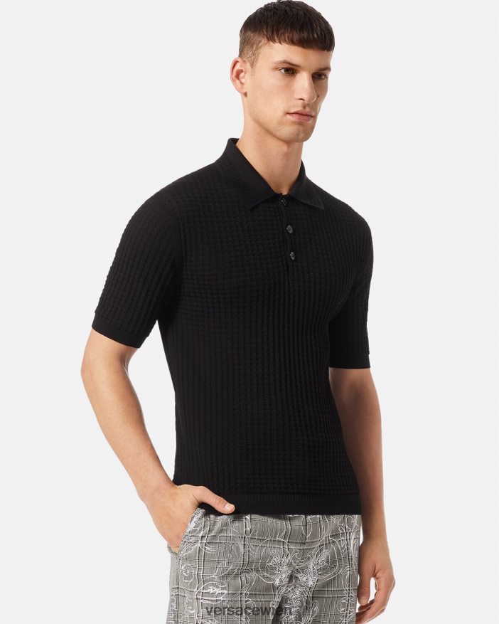 Schwarz Greca-Poloshirt Versace Männer Kleidung 8N4XJD1337