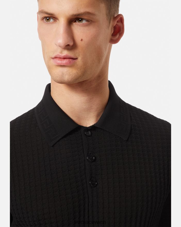 Schwarz Greca-Poloshirt Versace Männer Kleidung 8N4XJD1337