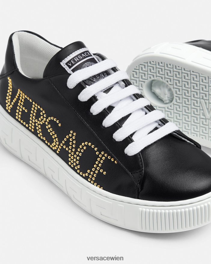 Schwarz Greca-Sneaker mit Logo Versace Kinder Schuh 8N4XJD2037