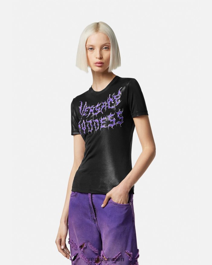 Schwarz Göttin T-Shirt Versace Frauen Kleidung 8N4XJD149