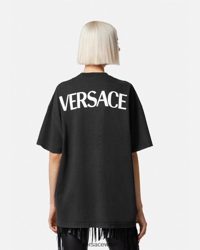 Schwarz Göttin übergroßes T-Shirt Versace Frauen Kleidung 8N4XJD150