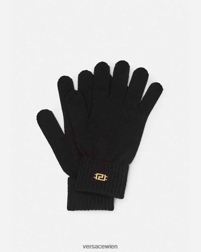 Schwarz Handschuhe aus Greca-Strick Versace Frauen Zubehör 8N4XJD875