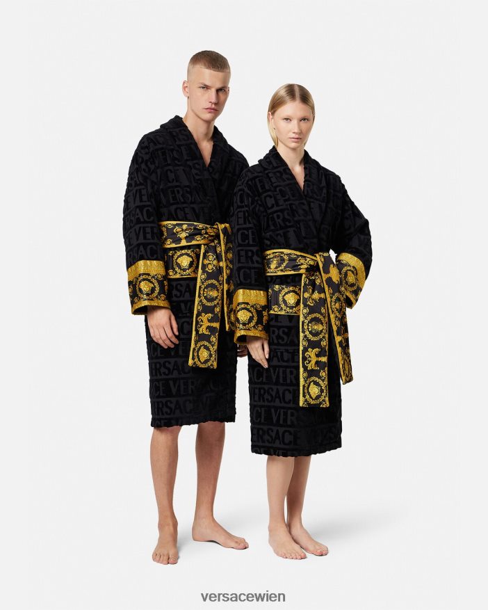 Schwarz Ich barocker Bademantel Versace Frauen Unterwäsche und Strandbekleidung 8N4XJD1084