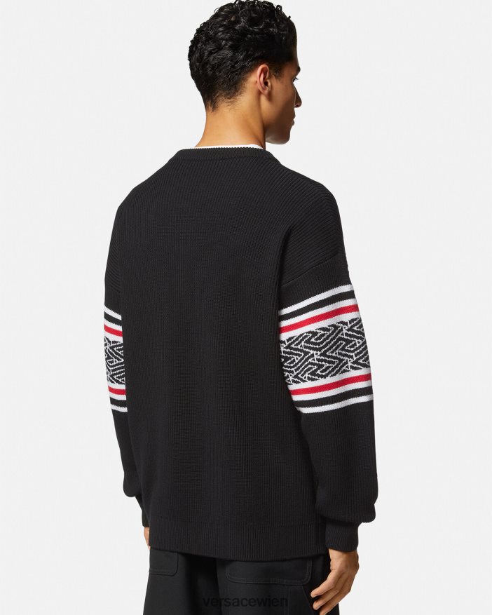 Schwarz Jacquard-Pullover mit Medusa-Streifen Versace Männer Kleidung 8N4XJD1344