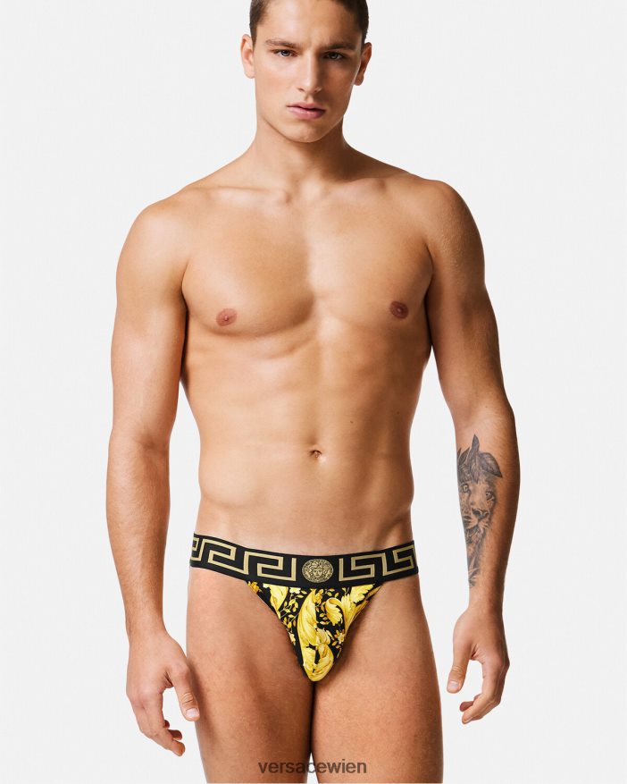 Schwarz Jockstrap im Barocco-Stil Versace Männer Unterwäsche und Strandbekleidung 8N4XJD1768