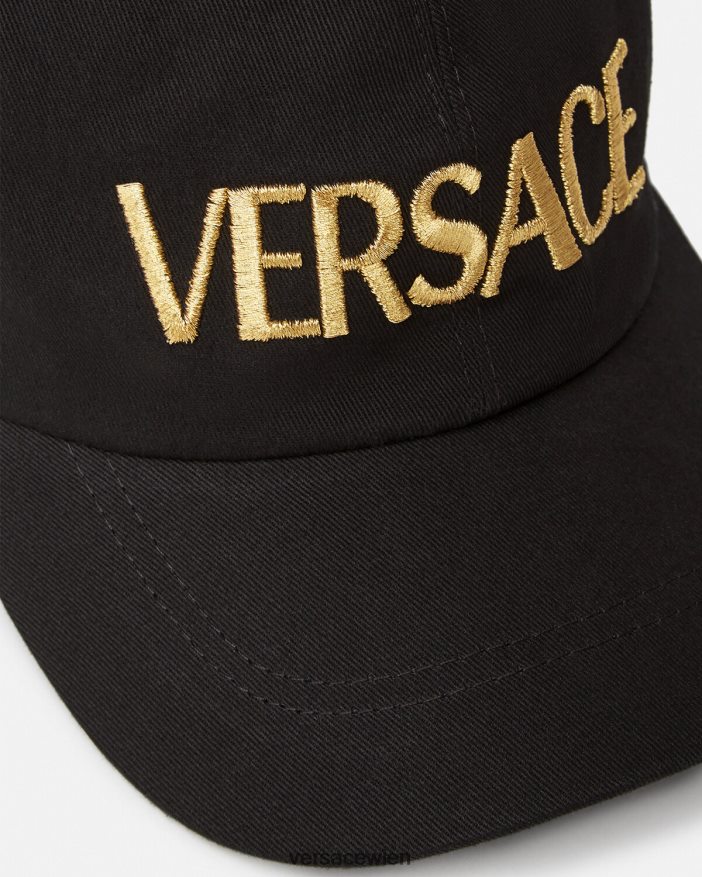 Schwarz Kappe mit gesticktem Logo Versace Frauen Zubehör 8N4XJD878