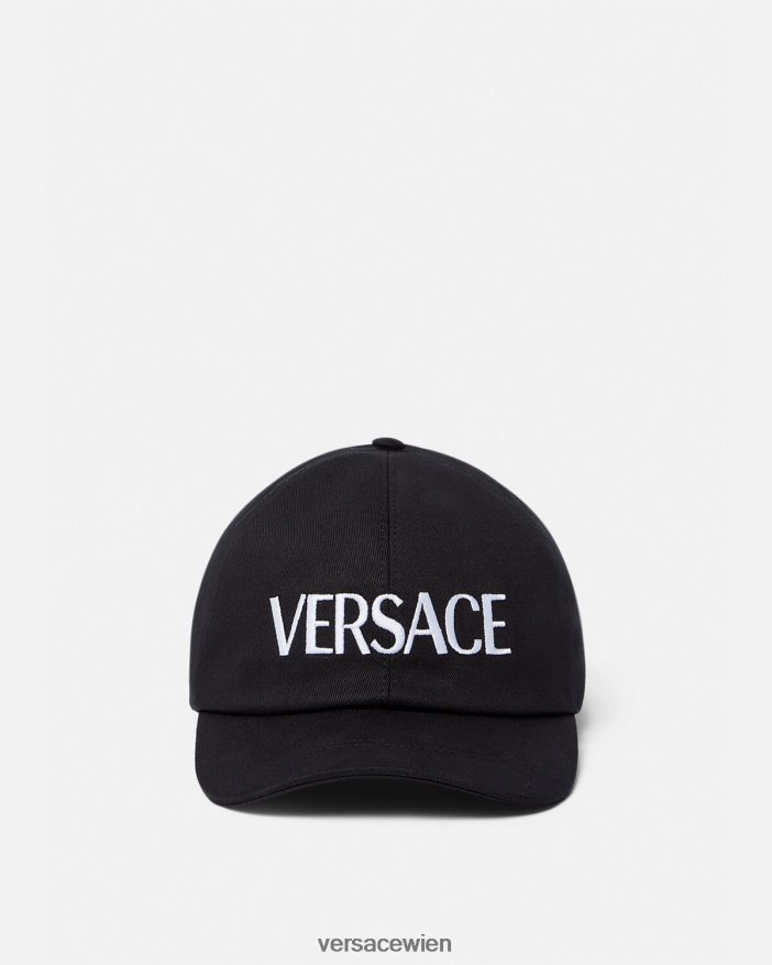 Schwarz Kappe mit gesticktem Logo Versace Frauen Zubehör 8N4XJD879