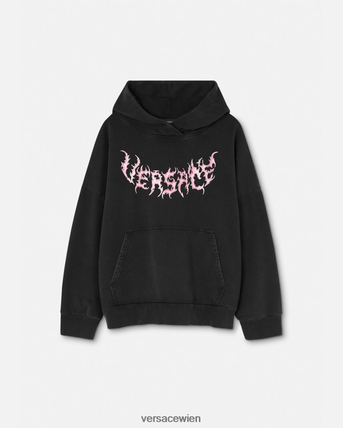 Schwarz Kapuzenpullover mit Logo Versace Frauen Kleidung 8N4XJD144